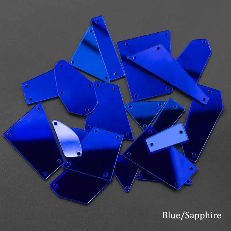 sapphire Смешанный Размер 30 шт 4 цвета Акрил ic зеркало пришить стразы неправильное акриловое зеркало пришить кристаллы камней страз - Цвет: sapphire