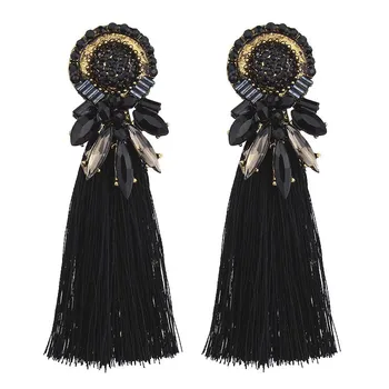 

2018 Trendy New Rhinestone Tassel Earrings for Female Vintage Bohemian Fringed Statement Wedding Jewelry 4C1006
