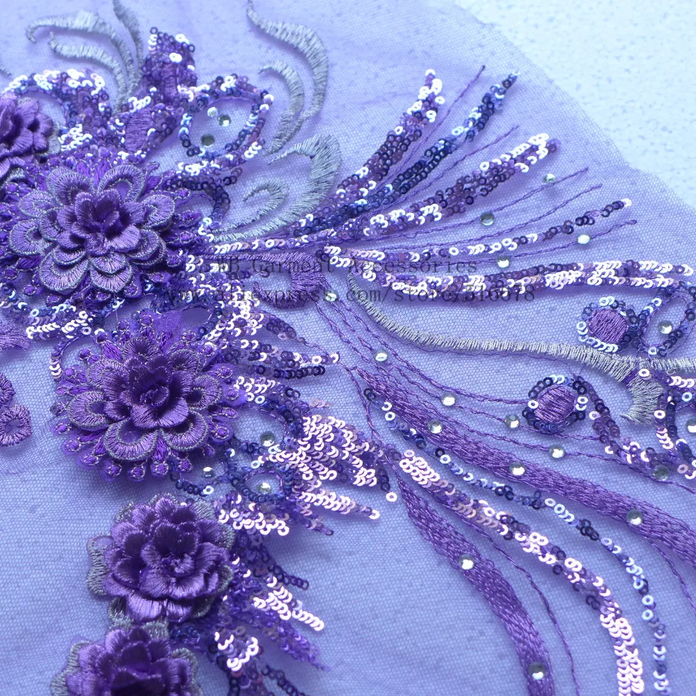 

16*8 inches by piece New large applique patches 13colors 3d flowers with sequin on tulle diy sew-on dress accessorie