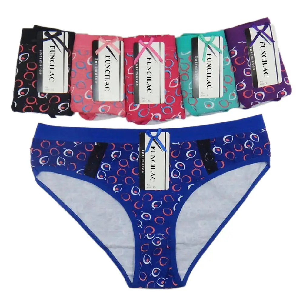 C Mixed color-5 pcs FUNCILAC 5 шт./компл. женского нижнего белья Для женщин трусики, сексуальное хлопковое белье с кружевом; дамские трусики; трусы-шортики нижнее белье для Для женщин - Цвет: C Mixed color-5 pcs