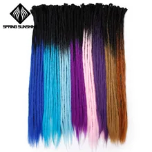 Весеннее солнце, ручная работа, дреды, волосы для наращивания, 1 прядь, 24 дюйма, Омбре, вязанные крючком волосы, синтетические волосы для женщин