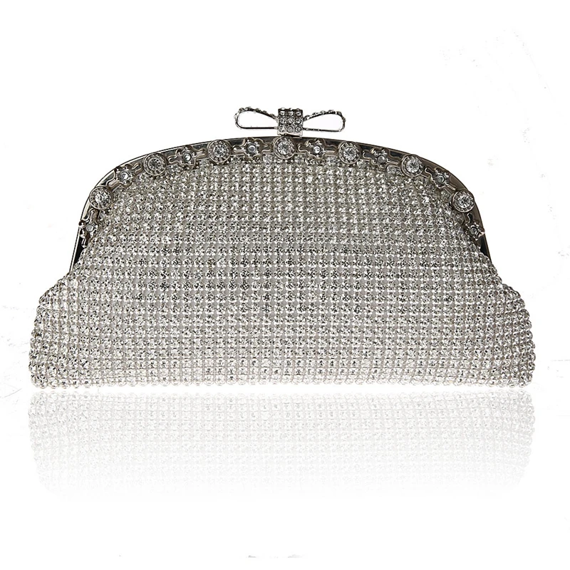 

Golden Rhinestones Women Crystal Clutch Evening Bags Wedding Party Bridal Shoulder Bag Metal Clutches Soft Handbags SFX-B0257