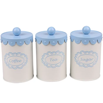 

3Pcs/Set Lace Coffee-Sugar-Tea Covered Storage Boxs Seal Tank Set Iron Multi-function Household Thicken Hi-quality Box Packaging