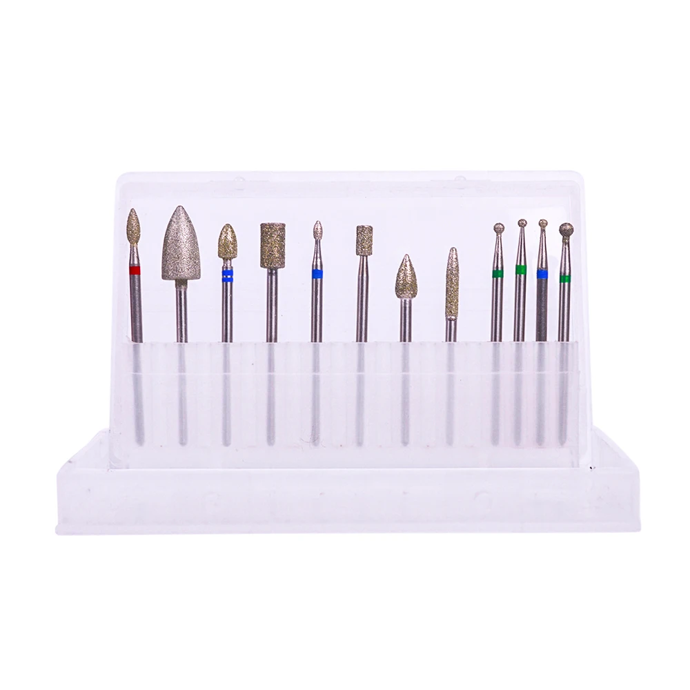 

12 Type/Set Mixed Spherical Rotary Diamond Drill Cuticle Clean Dust Nail Art Burr Bit Nail Drill Beauty Salon Accessory