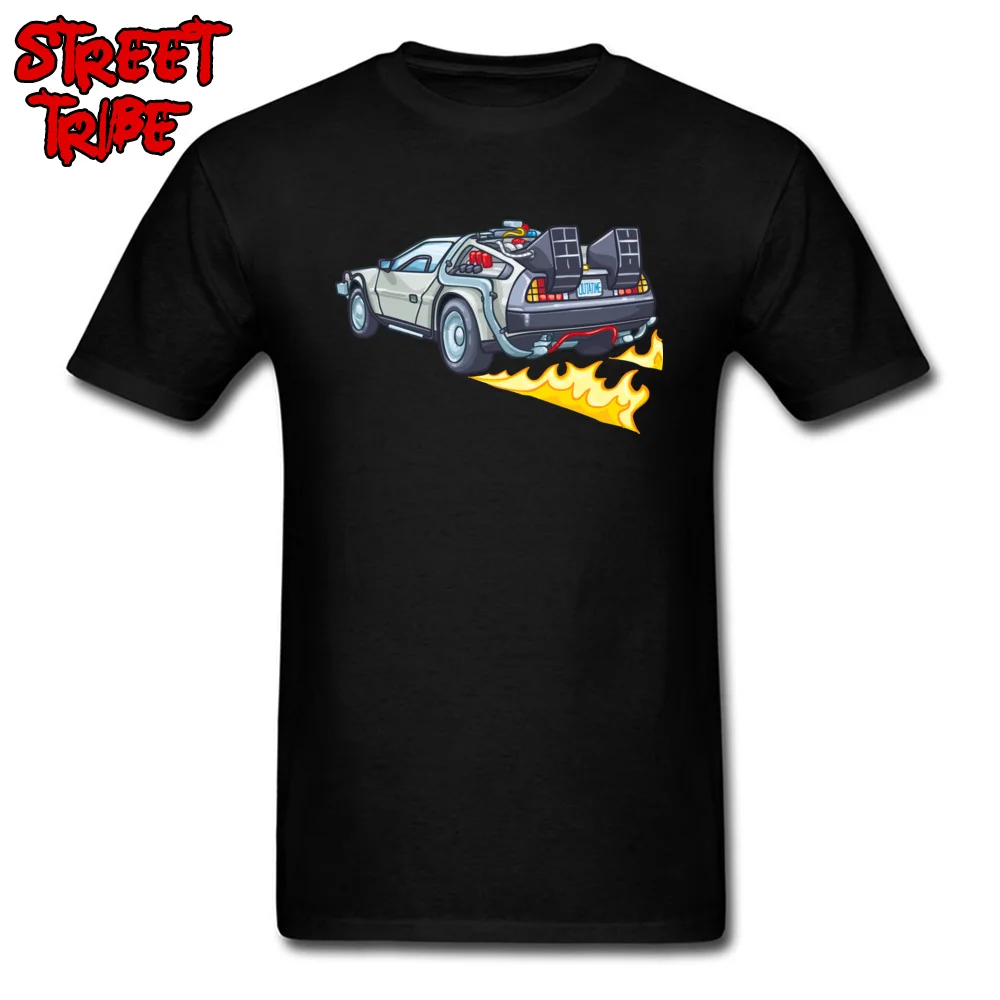 Men's Newest Tops Shirts Crew Neck Summer Fall 100% Cotton Top T-shirts Funny Short Sleeve delorean company decal Tops T Shirt delorean company decal black