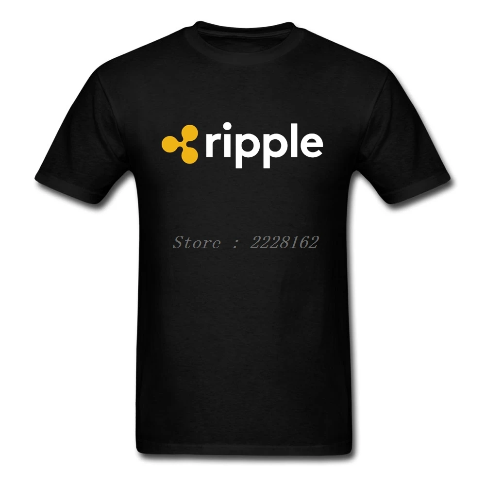 T-Shirt Mens Colleague Shirts Ripple Round Neck Bitcoin Cryptocurrency Shirts Men Clothes