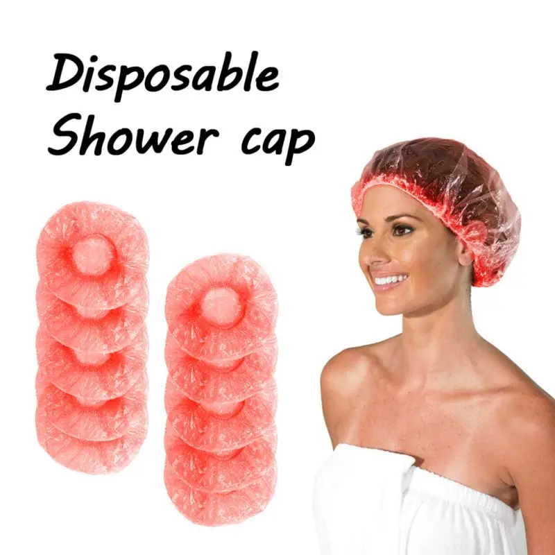 

10Pcs Disposable Elastic Plastic Shower Caps Bath Hair Cap For Home Hotel Hair Salon And Spa