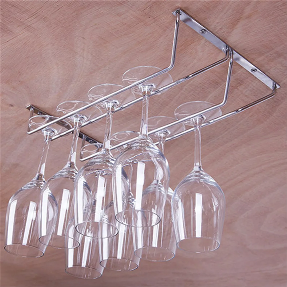 

Under Cabinet Storage Organizer Under Cabinet Kitchen Stainless Steel Wine Glass Holder Wine cup Hanging Drinking Stemware Rack