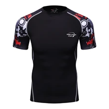 Rashgard Мужская печатная Футболка для бега, фитнеса, сжатия, бодибилдинга, цифровая печать, пот, быстросохнущая рубашка, футболки с короткими рукавами