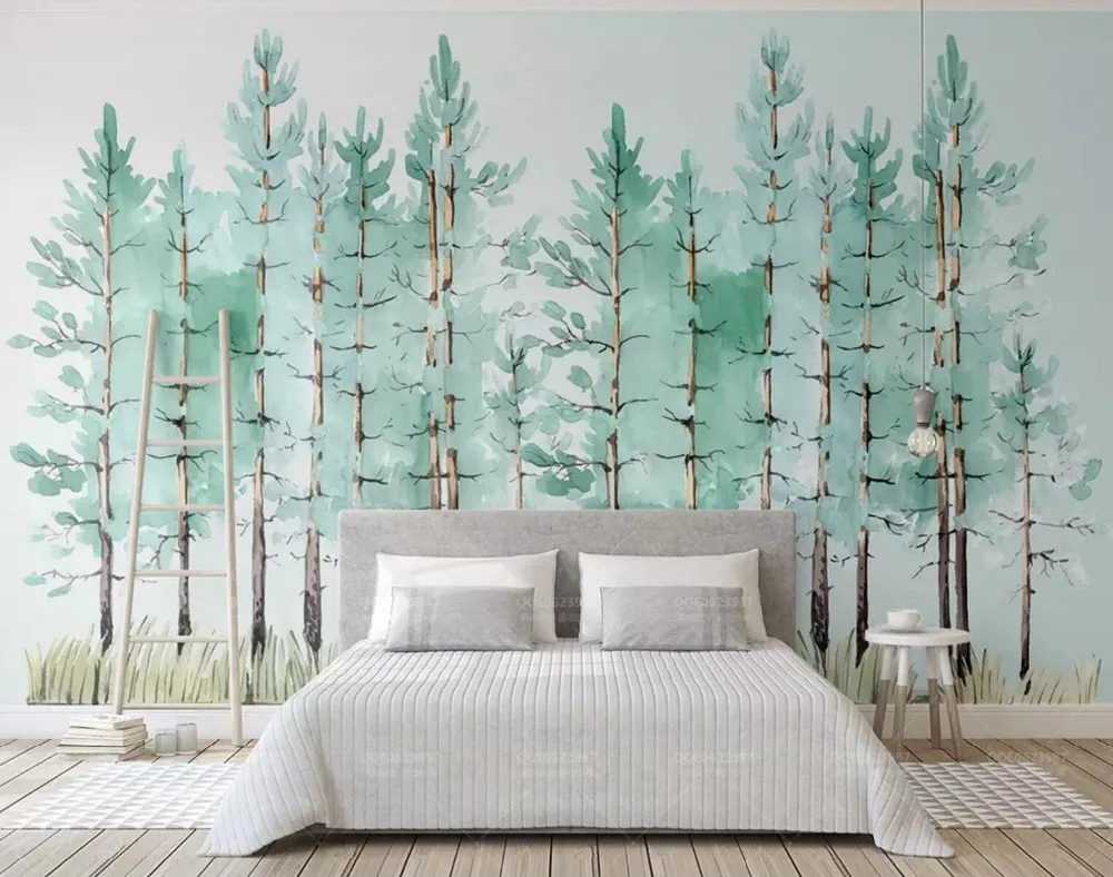 [Self-Adhesive] 3D Painting Green Forest 16 Wall Paper mural Print Decal Murals | Обустройство дома