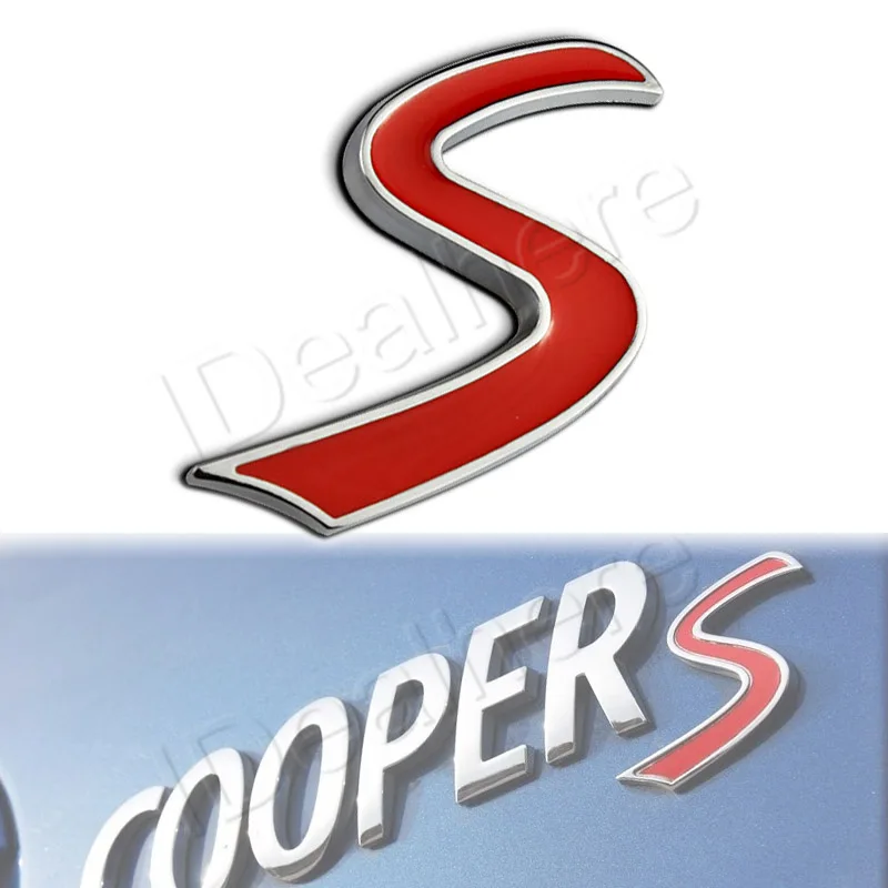 

Mayitr Car Styling S Logo Emblem Red 3D Metal Sticker Car Rear Tail Tailgate Badge Decal for Mini Cooper Auto Decoration
