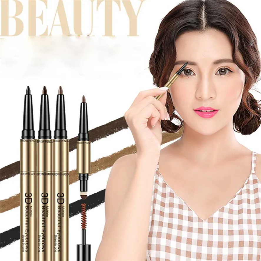 

New Brand 1PC Multi-Purpose 3 In 1 Eyebrow Pencil Charm Waterproof Make-up Cosmetic Eyebrow Pencil 3 Styles Pretty