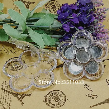 

50pcs 100pcs Empty Flower Shape Blusher Case Plastic Eyeshadow Powder Transparent Compact Cosmetic Powder Container with Plate