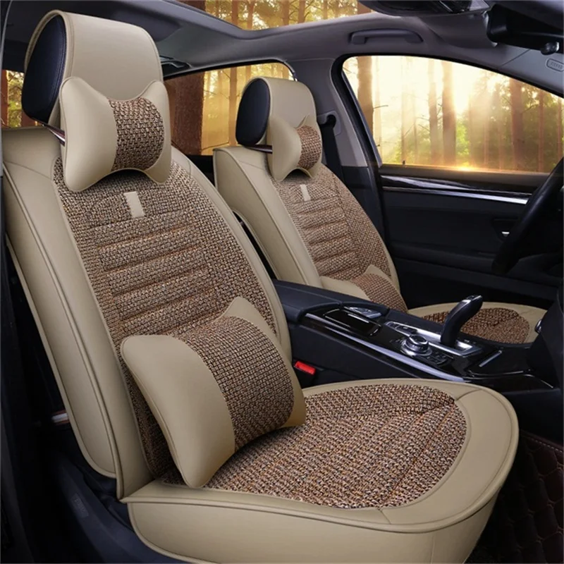 

Universal pu leather linen car seat cover for Toyota auris corolla prius camry c hr rav4 suv fortuner highlander land