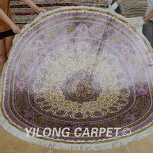 Yilong 6'x6' ручной работы турецкие шелковые ковры изысканные фиолетовые узлом руки Восточный круглый ковер(1058