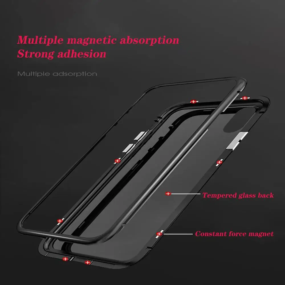 Eqvvol Металлическая магнитная адсорбционная коробка для iPhone XS MAX X XR 8 7 Plus 6 6s