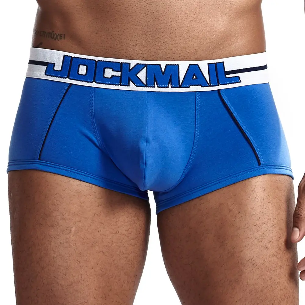 JOCKMAIL, Мужская одежда, новинка, мужские боксеры, фирменное Мужское нижнее белье, хлопок, дышащие, сексуальные, cueca, боксеры, ropa interior hombre slip - Цвет: Синий