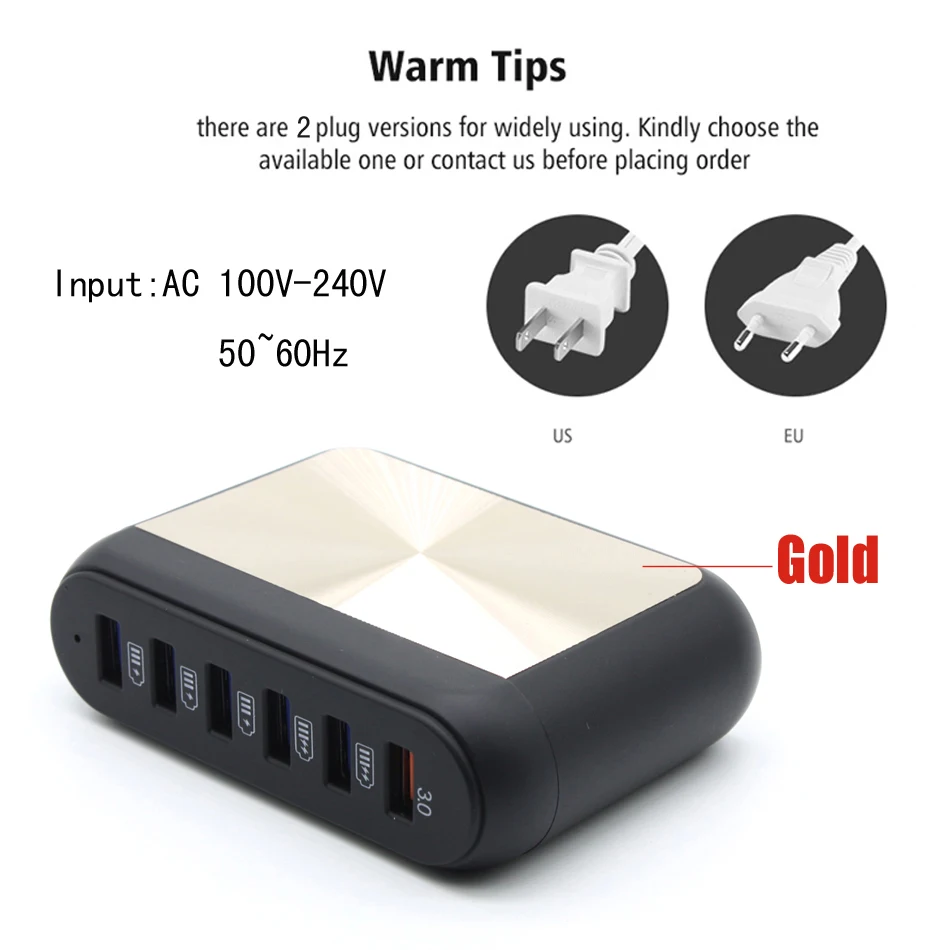[6 портов] AIXXCO 6A QC3.0 Быстрая зарядка 3 0 USB зарядное устройство для Xiaomi LG G5 телефона