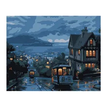 Ночной Автобус Цифровая живопись маслом по номерам художественная картина украшение стены идеальный подарок на Рождество День рождения P206