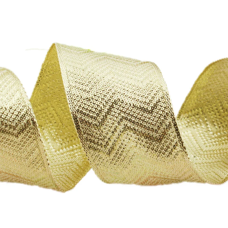 5 ярдов/партия) 40 мм Золотая органза полиэфирные ленты Рождественская упаковочная лента Высококачественная лента