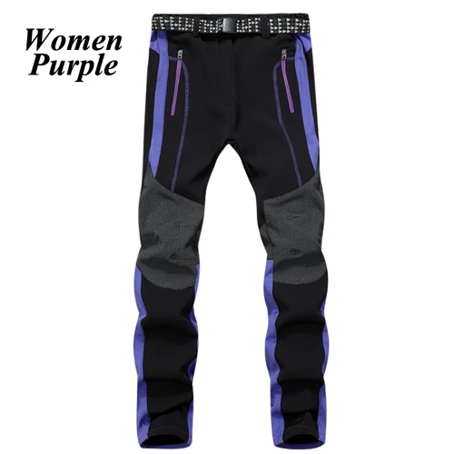 RAY GRACE зимние уличные треккинговые походные софтшелл брюки женские водонепроницаемые горные альпинистские термо брюки женские Pantalon - Цвет: Women Purple