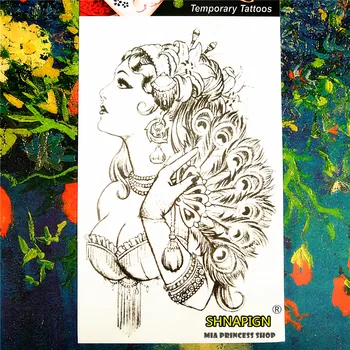 

SHNAPIGN Latin beauty Temporary Tattoo Body Art, 12*20cm Flash Tattoo Stickers, Waterproof Fake Tatoo Henna Tatto Wall Sticker