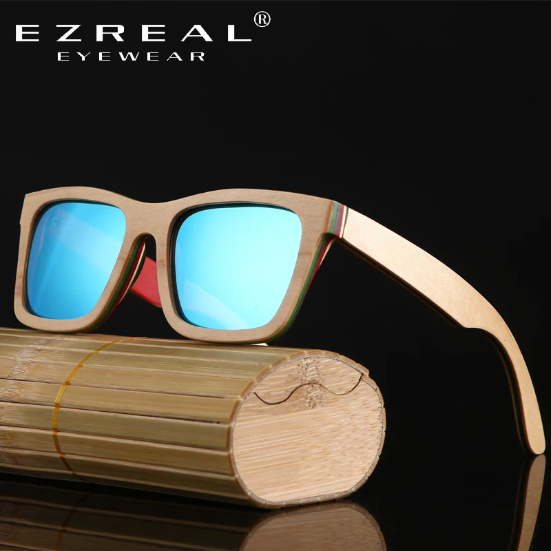 Солнцезащитные очки EZREAL Wood мужские бамбуковые винтажные поляризационные