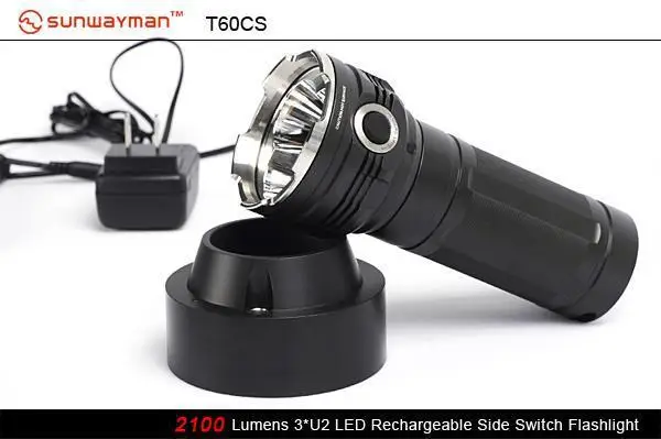 

Free shipping Sunwayman T60CS 3 x Cree XM-L U2 6-Mode LED Flashlight 2100 Lumens Rechargeable tactical flashlight