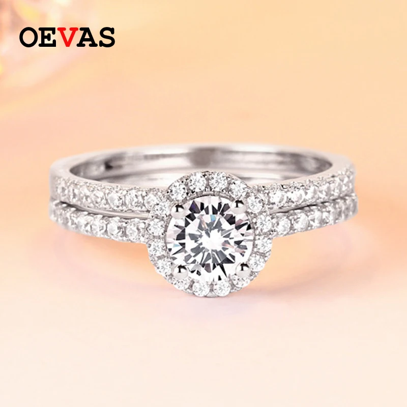 

2019 fashion Brand 925 Sterling Silver Rings set women wedding engagement Luxury bridal bride jewelry S925 Silver ring wholesale
