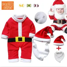 Новое поступление, Рождественский комплект одежды для маленьких мальчиков и девочек, Рождественский комбинезон+ шляпа/костюм Санта-Клауса для костюмированной вечеринки