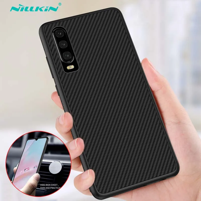 

Nillkin Synthetic Fiber case for Huawei P30 Carbon PP Plastic Slim Back Cover for Huawei P30 Pro Fit for Magnetic Car Holder