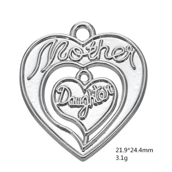 

Antique Silver Mother Daughter Pendant Family Heart Charms For Handmade Jewelry Bracelets Necklace Making DIY Accessories
