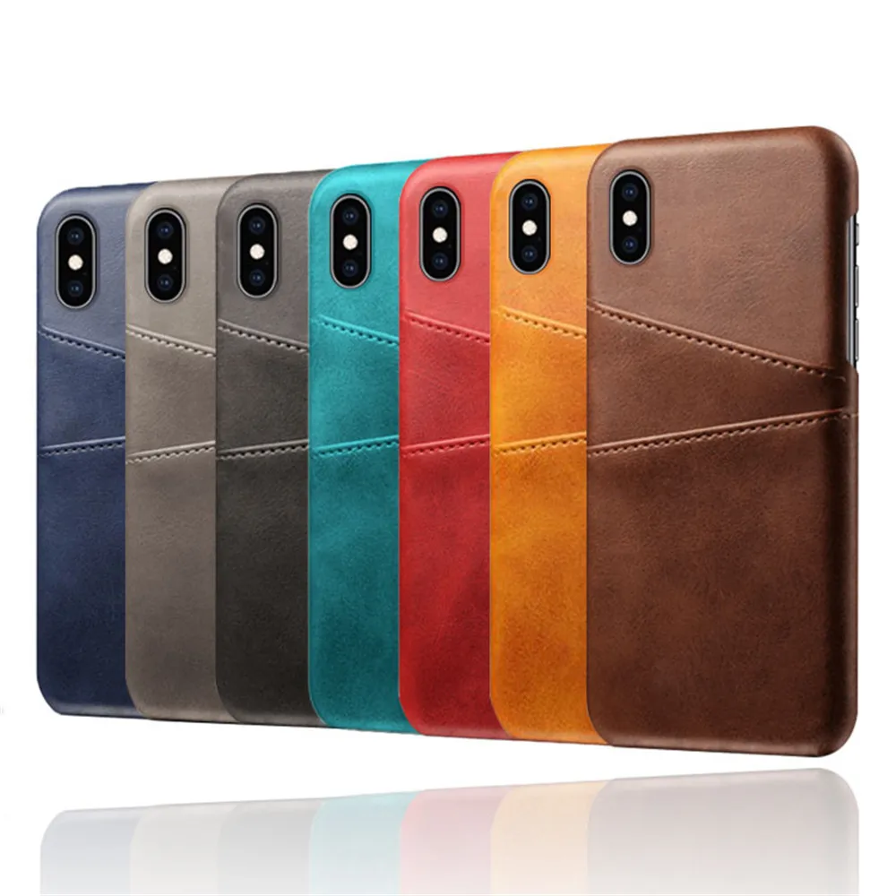 

For iPhone X XS Max XR Credit Card Case Vintage PU Leather Wallet Case for iPhone 7 8 6 6S Plus 7+ Card Slots Hard Cover Fundas