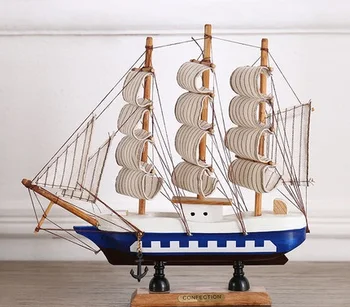 

Crafts Accessories Sailboat Vintage Retro Miniatures Moss Ornament Home Wood Decoration Landscape Model Bonsai Figurines LY436