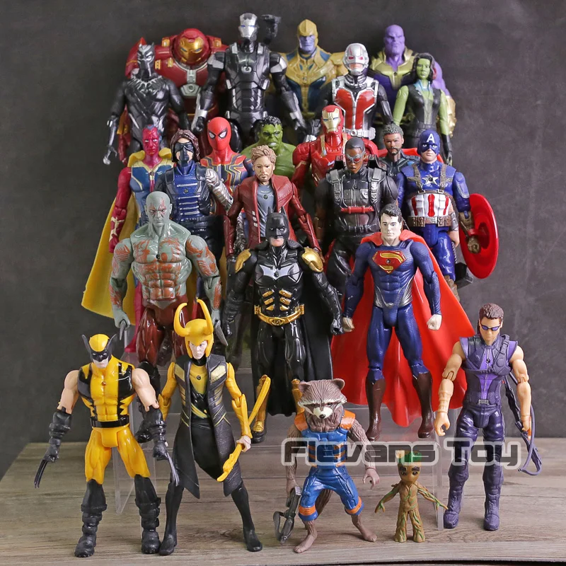 Avengers Infinity War Thanos Iron Man Spiderman Captain America Black Panther Black Widow PVC Action Figures Toys 24pcs/set