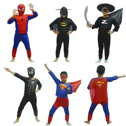 Детский карнавальный костюм супергероя для ролевых игр, вечерние костюмы на Хэллоуин, Супермен, красный человек-паук, Черный Человек-паук