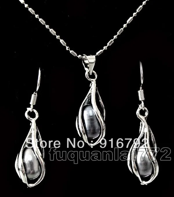 Charming!7-8MM Black Tahitian Pearl Necklace Earring Set (C0322) | Украшения и аксессуары