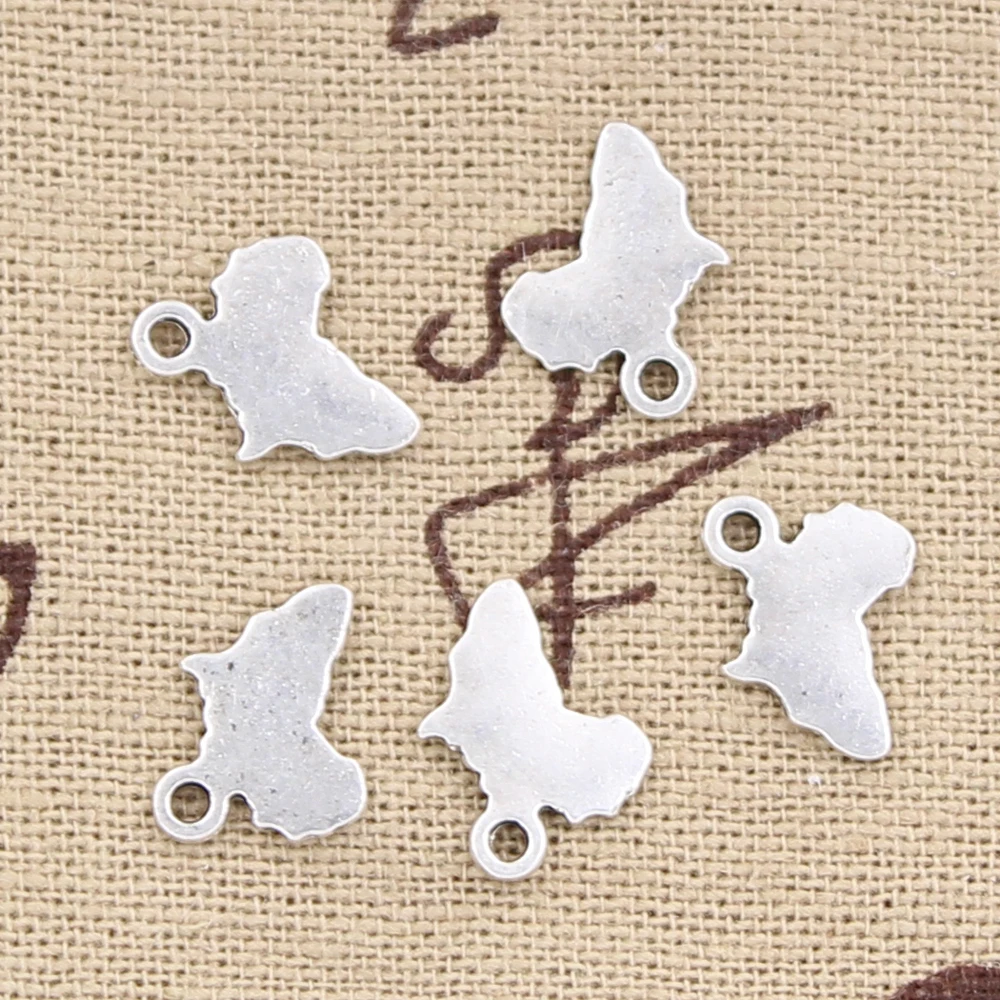 100pcs Charms Africa Continent Map 13x10mm Antique Silver Color Pendants Diycrafts Making