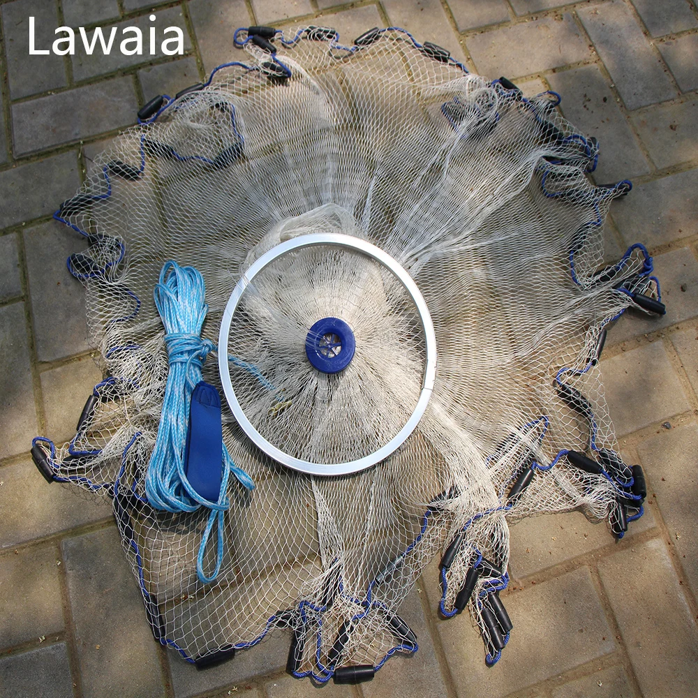 

Lawaia Net For Men Nylon Eco Fishing Nets Pendant Large 2.4-7.2m Real White Fishing Net Aluminum Ring Fly Fishing Net Gear