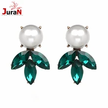 JURAN, серьги-гвоздики с искусственным жемчугом и кристаллами для женщин и девушек, сережка заводская цена, серьги на Рождество