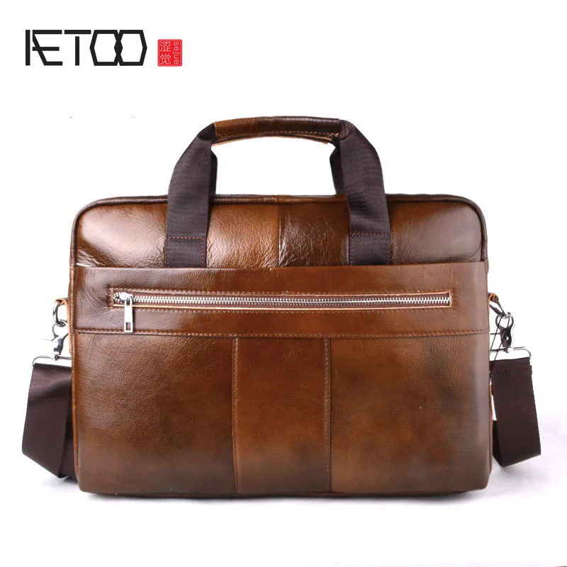AETOO новый для мужчин Портфели s пояса из натуральной кожи Сумки Винтаж ноутбук сумка мессенджер сумки на плечо