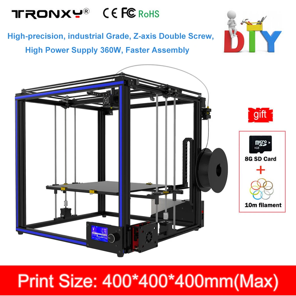 

High Precision Tronxy 3D Printer DIY Aluminium Profile Frame Big Print Size 400*400*400mm LCD Screen Industrial Grade 3D Printer