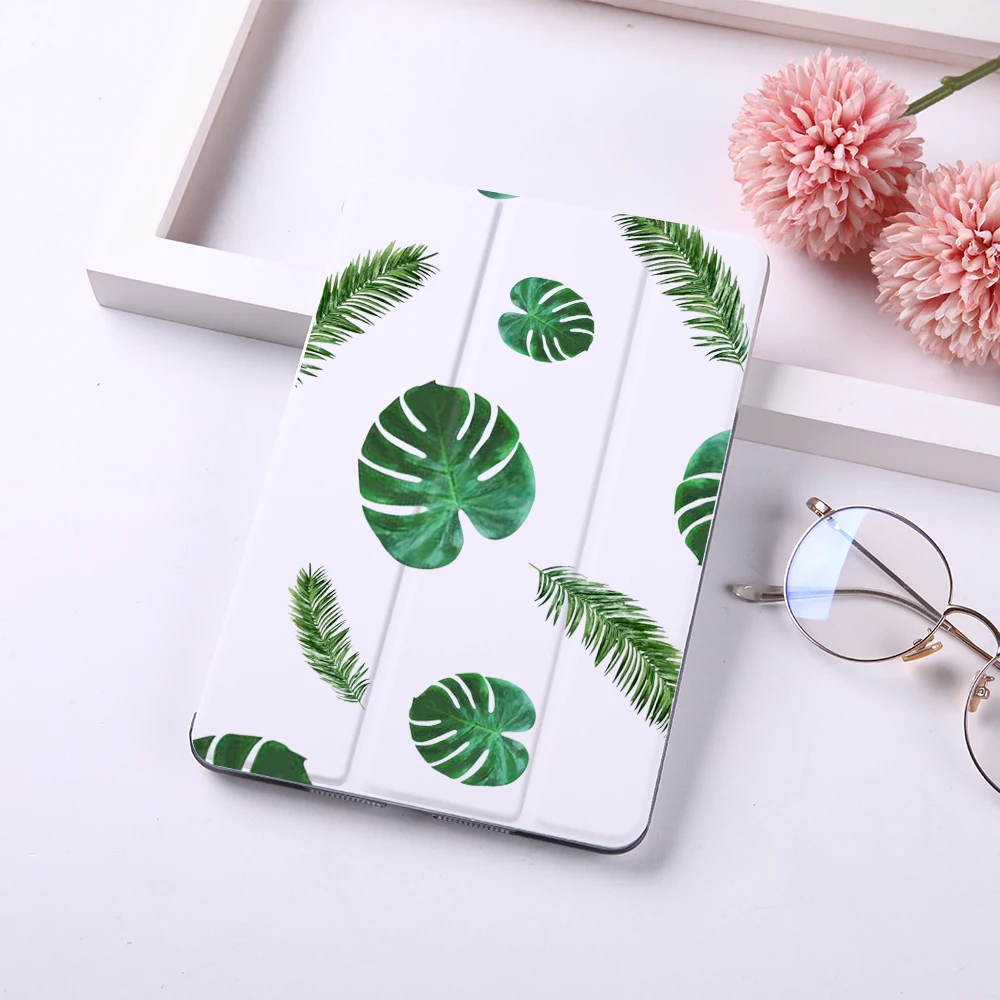 Чехол книжка из экокожи для Apple iPad 9 7 дюйма с магнитом и листьями|Чехлы планшетов