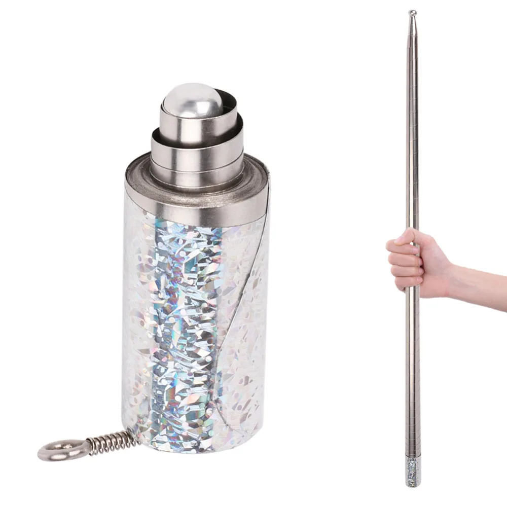

1pc Length Appearing Cane Silver Cudgel Metal Magic Tricks for Children Magician Close Up Illusion Silk to Wand Tricks 100cm