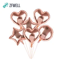 

ZFWELL 5pcs/lot Rose Gold Aluminum Love Heart Pentagram Balloon Wedding Engagement Birthday Party Background Shower Decoration85