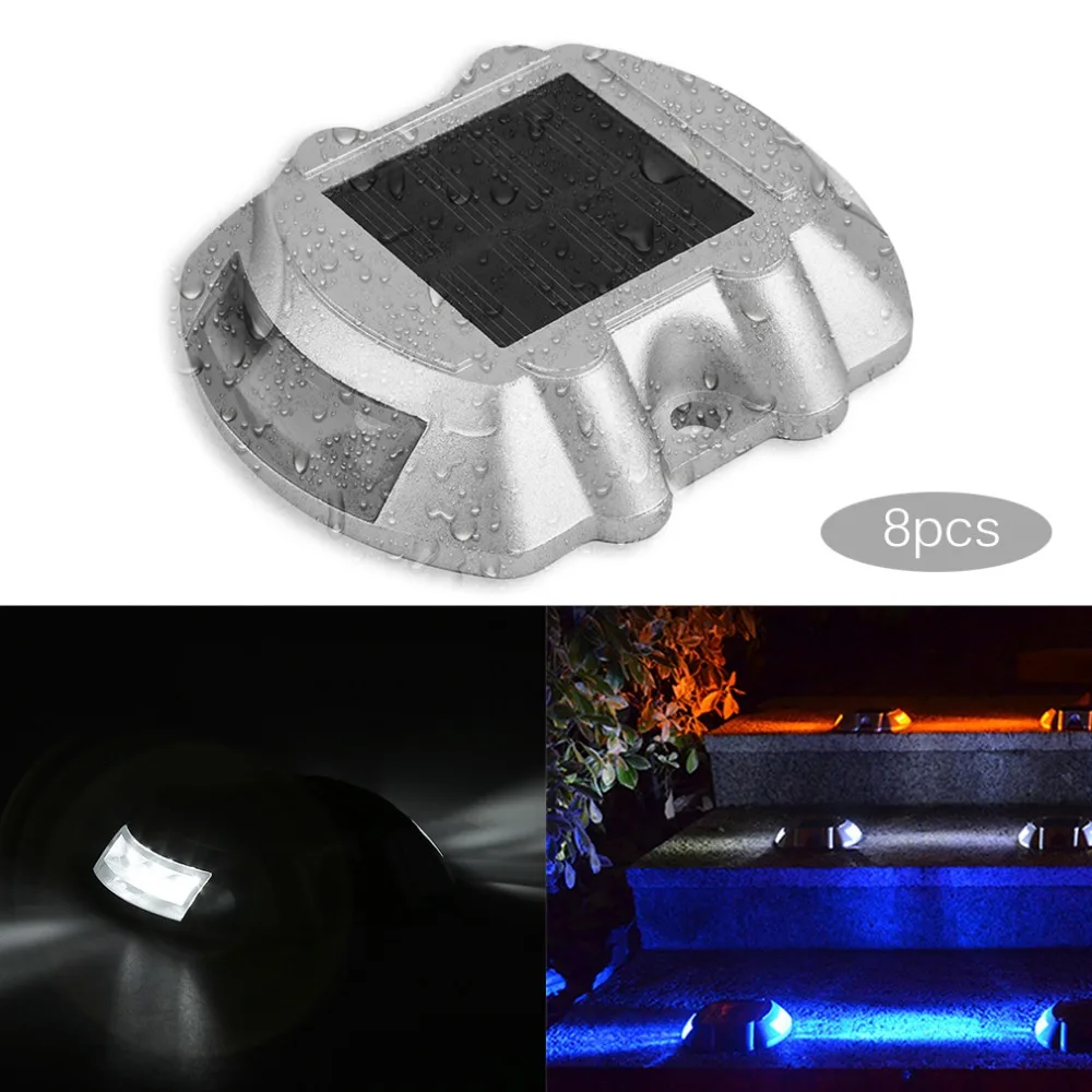 

8pcs Outdoor Multifunction Solar Camping Hiking Lights Waterproof 6 LED Pathway Driveway Lights Security Lamp Flashlight