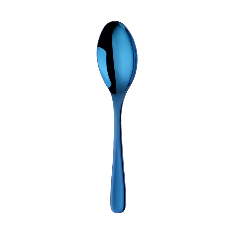 Красочные 18/8 нержавеющая сталь радуга столовые приборы большой размеры длинная ручка для сервировки салата ложка/вилы/дуршлаг салатницы Кухня Посуда - Цвет: 1 blue spoon