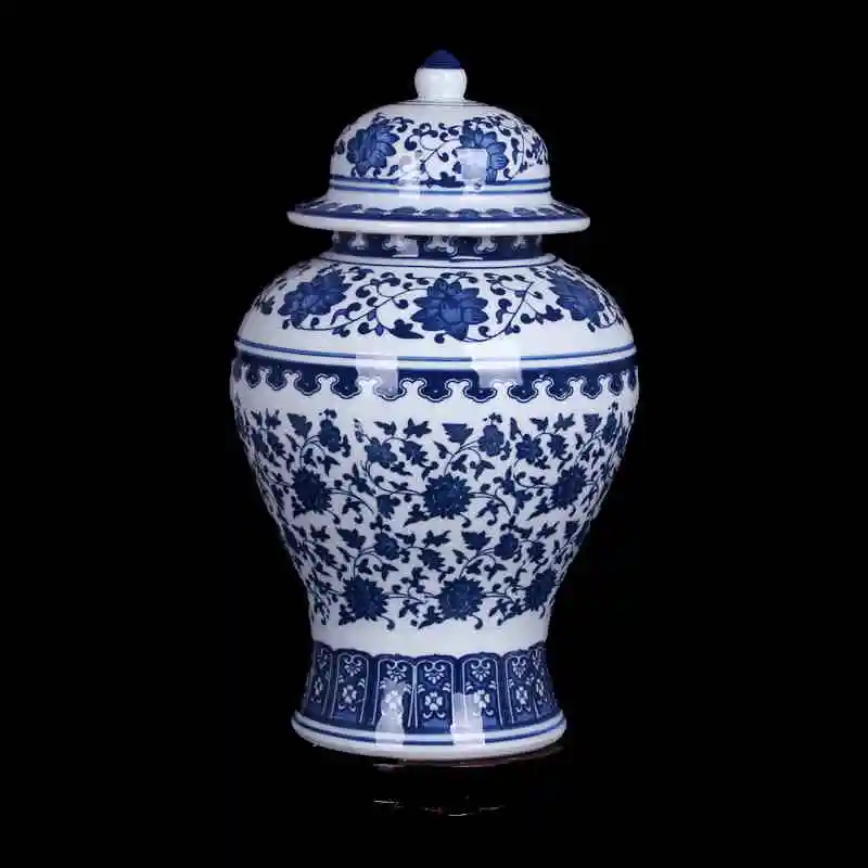 Jingdezhen ceramic blue and white temple jars Antique Porcelain ginger jars hand painted antique chinese porcelain jar (1)