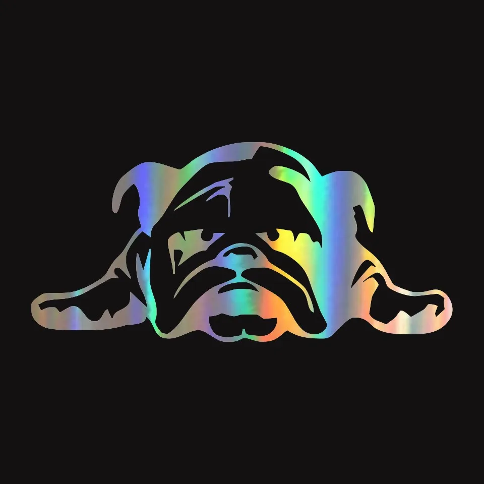 1123 cm Car Stickers ENGLISH BULLDOG TIRED PUPPY DOG pattern car window car body decal BlackSilverLaser Stickers (3)