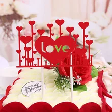 Glitter Love Heart Mr Mrs Wedding Birthday Flag Cake Topper Party Favors Sticker Banner Card Cake Baking Accessory Multi-color
